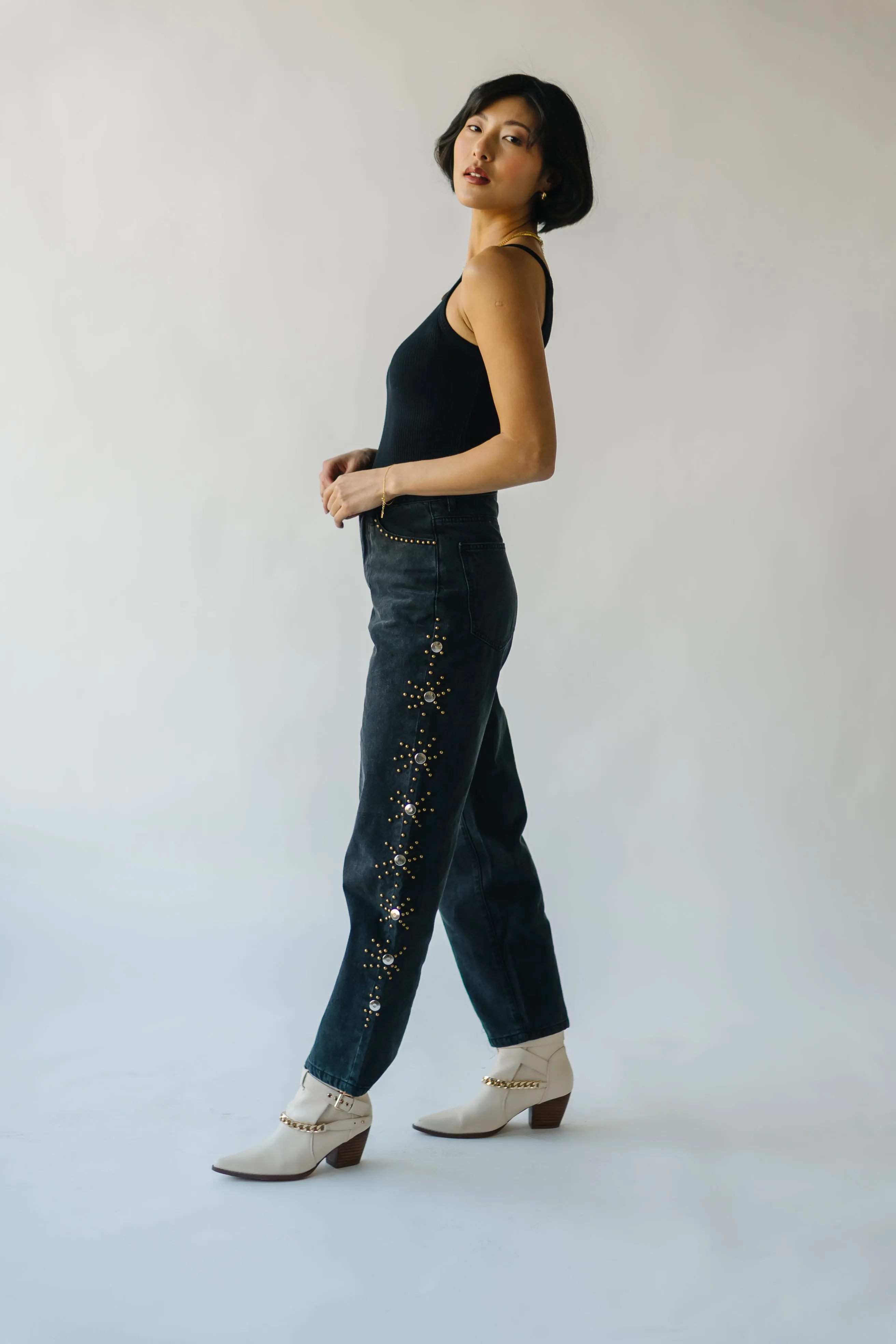 The Farrens Stud Detail Pant in Black