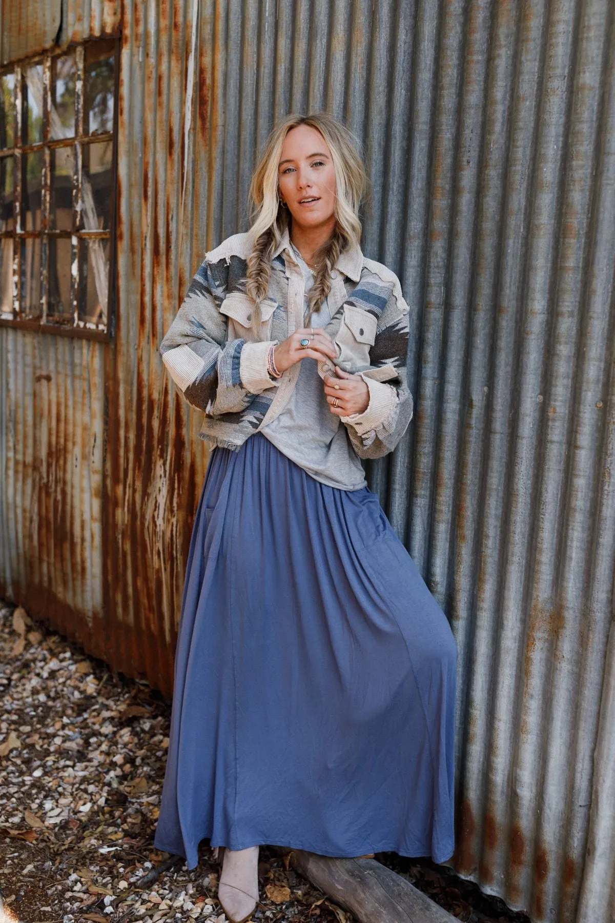 The Perfect Pocketed Maxi Skirt - Dark Denim