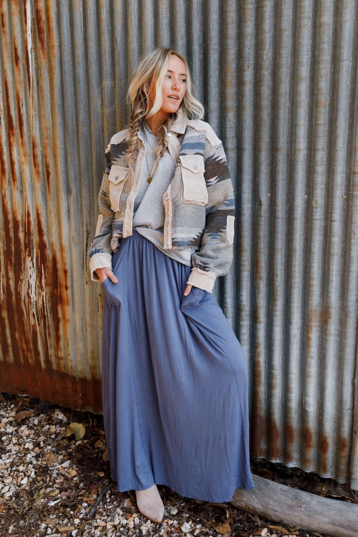 The Perfect Pocketed Maxi Skirt - Dark Denim