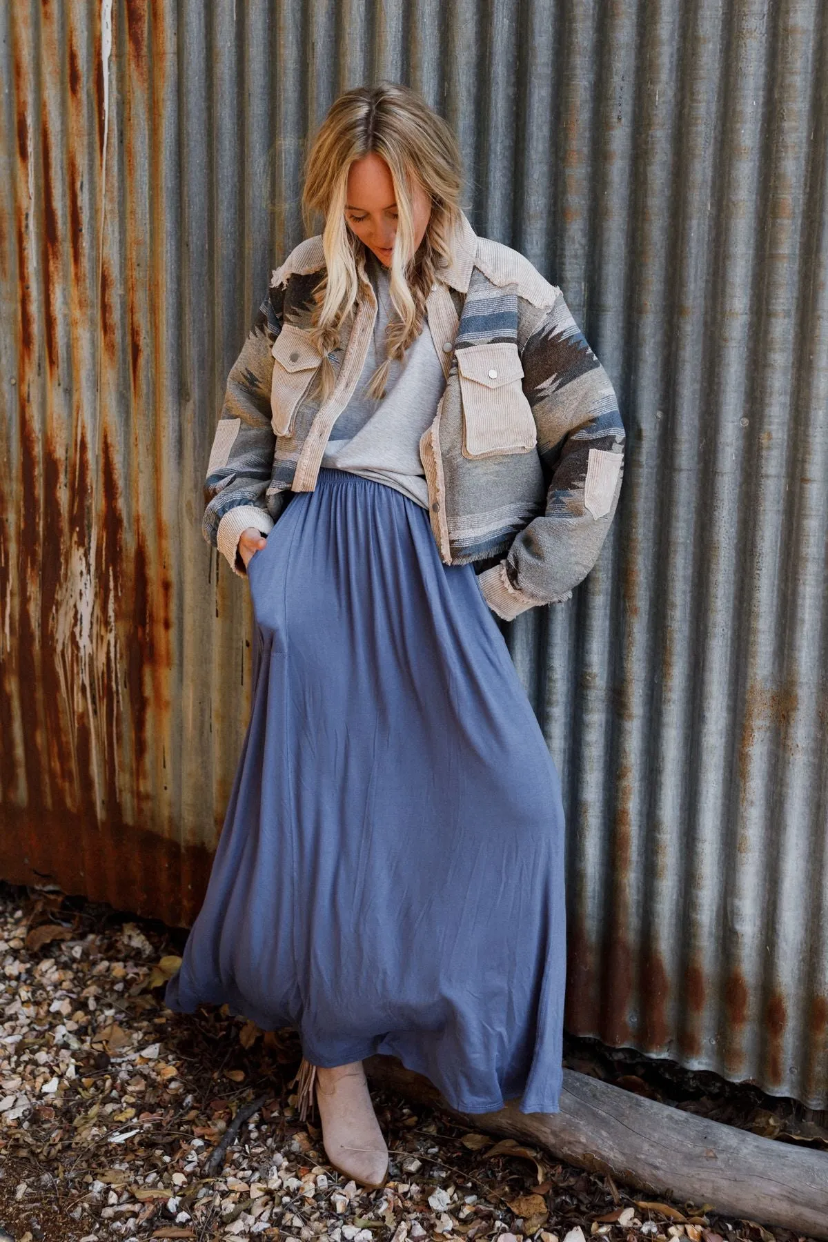 The Perfect Pocketed Maxi Skirt - Dark Denim