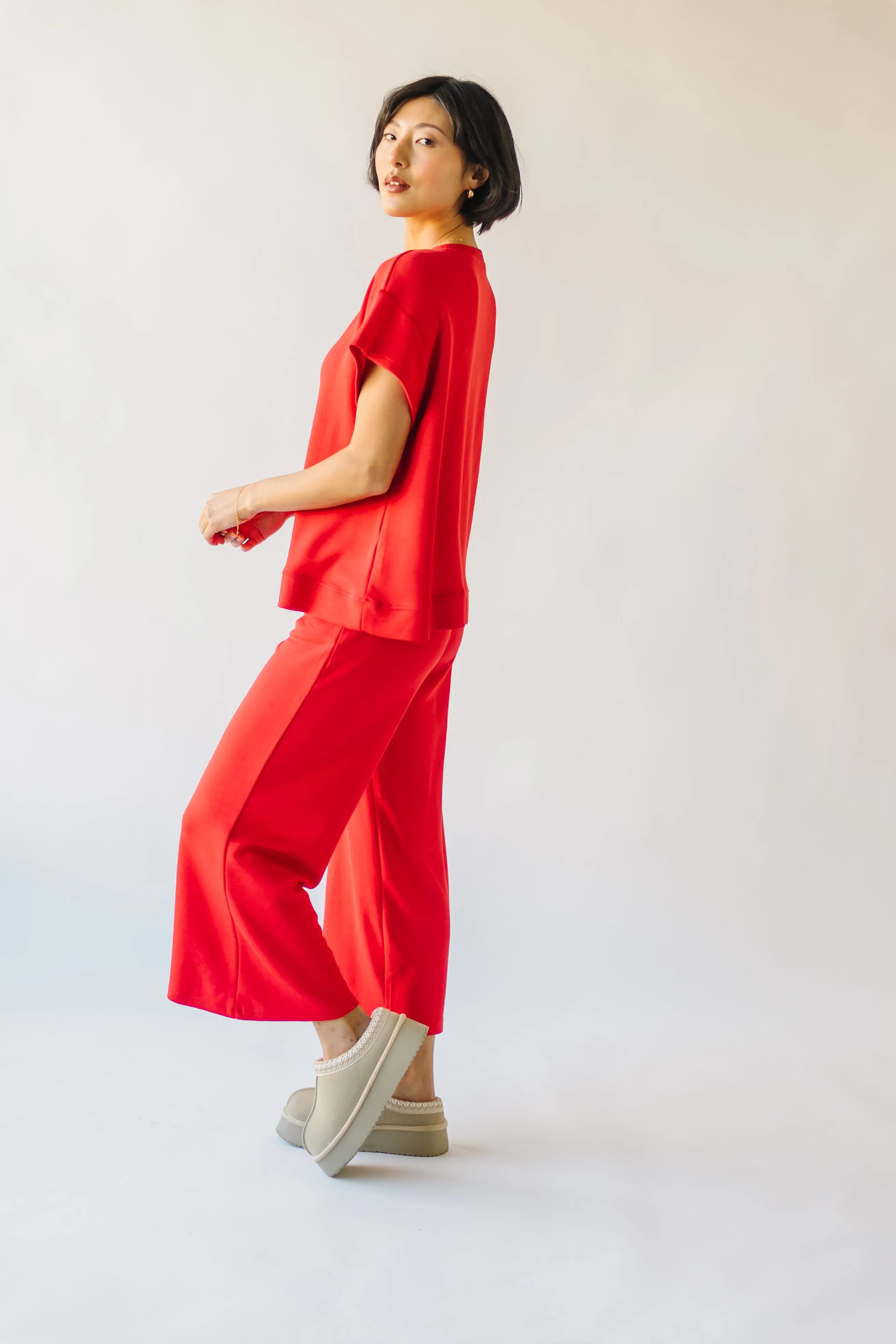 The Ronnie Basic Wide Leg Pant in Red