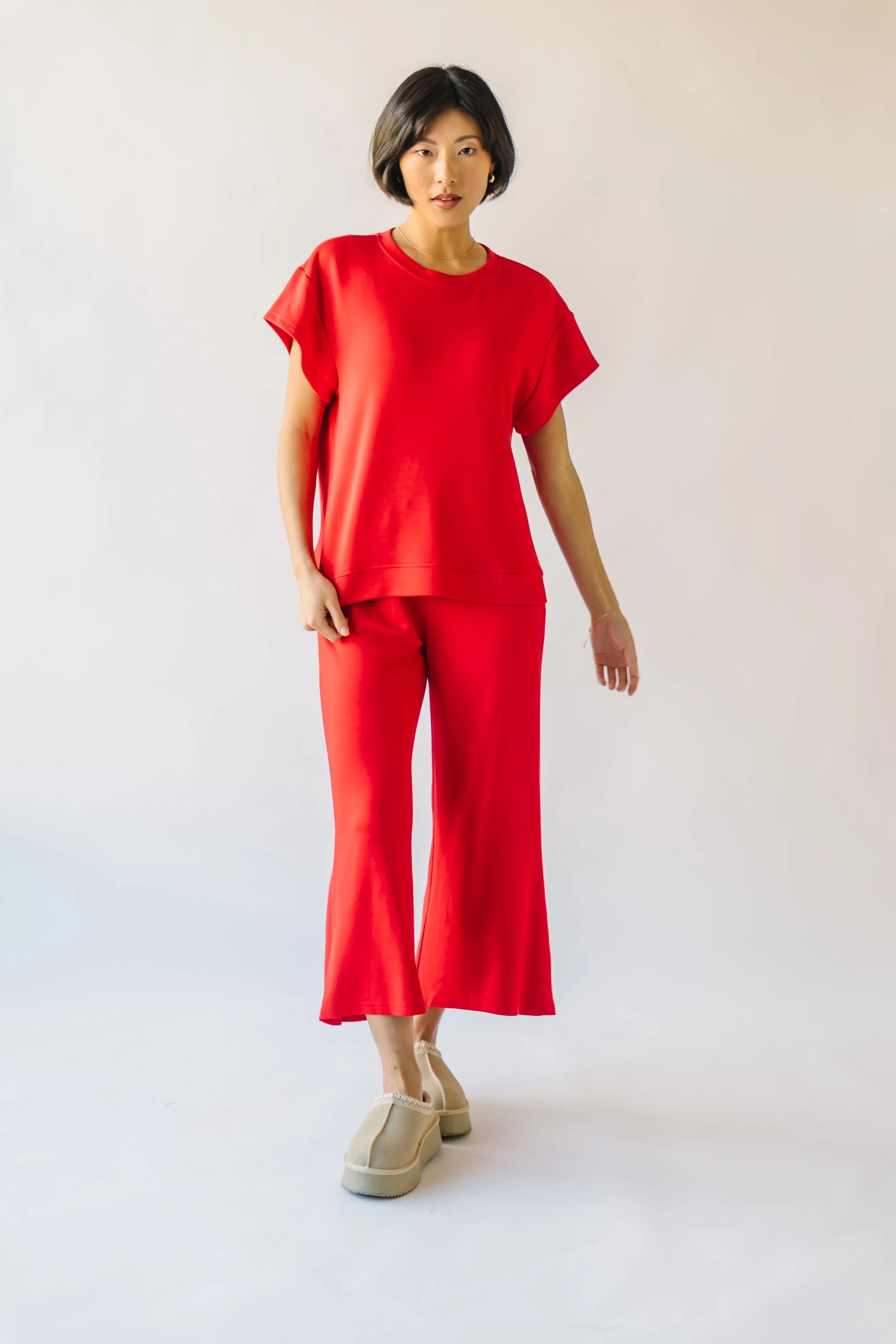 The Ronnie Basic Wide Leg Pant in Red