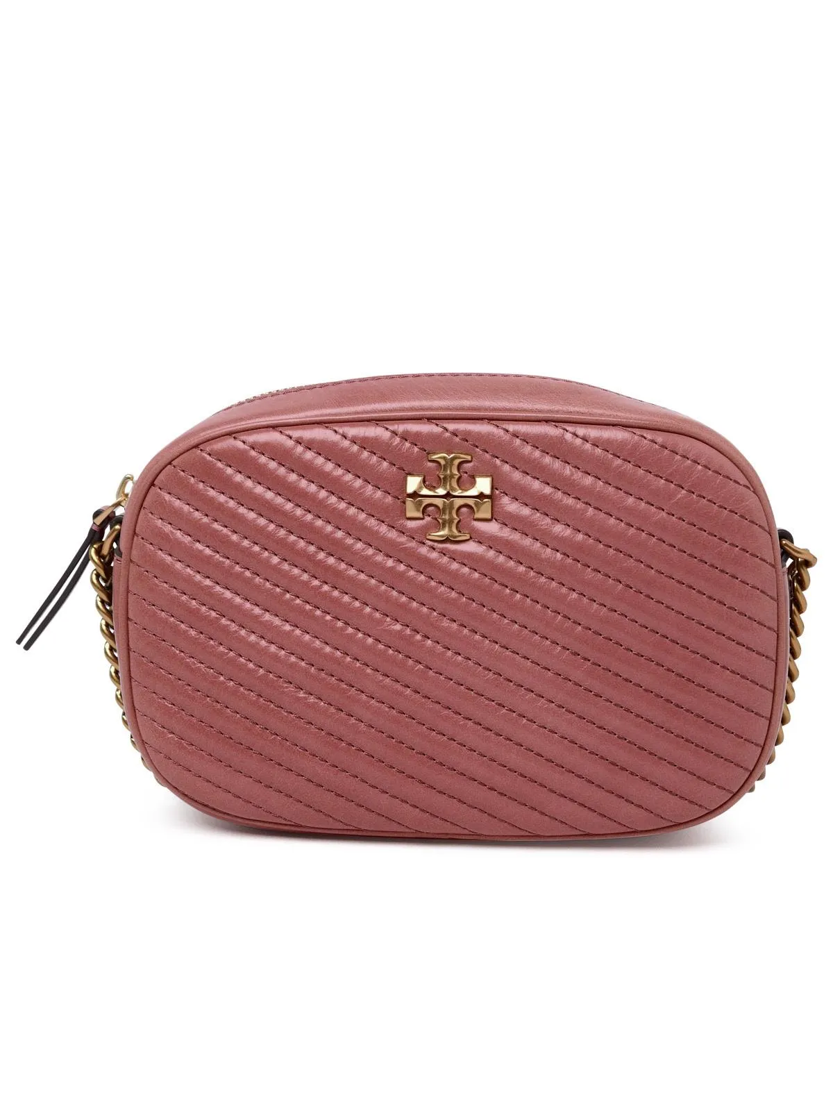 Tory Burch    Tory Burch Kira Moto Chevron Crossbody Bag In Magnolia Pink Aged Lear