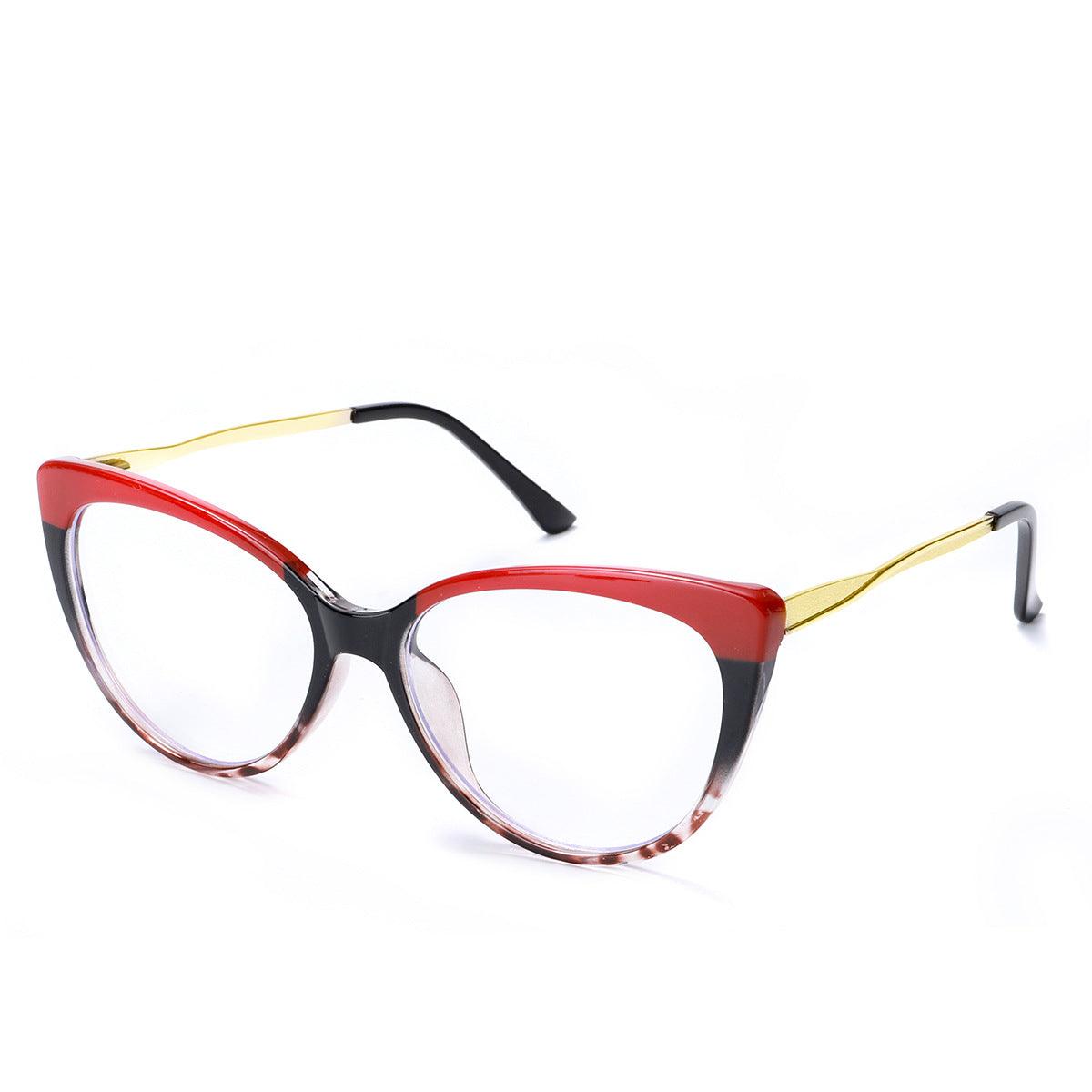 TR90 Anti-Blue Light Cat-Eye Metal  Retro Mirror Sunglasses