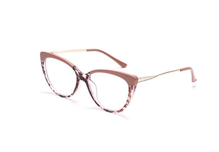 TR90 Anti-Blue Light Cat-Eye Metal  Retro Mirror Sunglasses