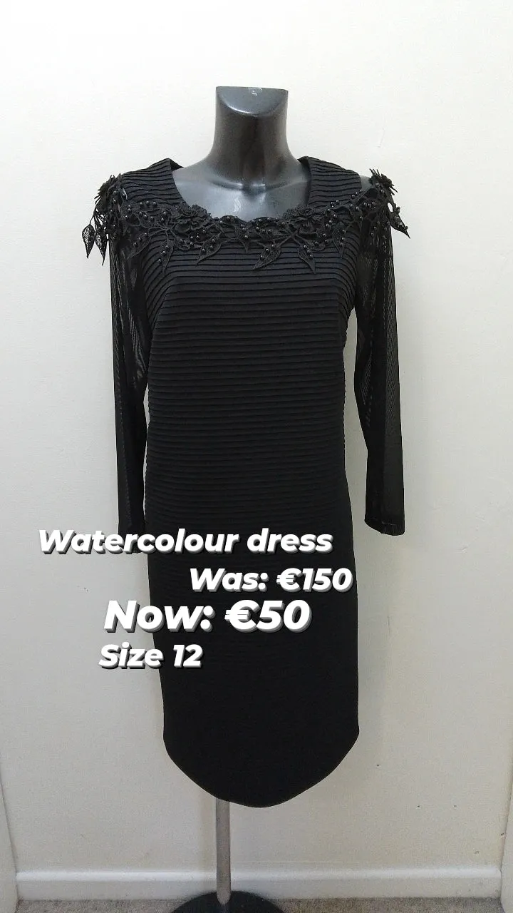 Watercolours black pearl dress