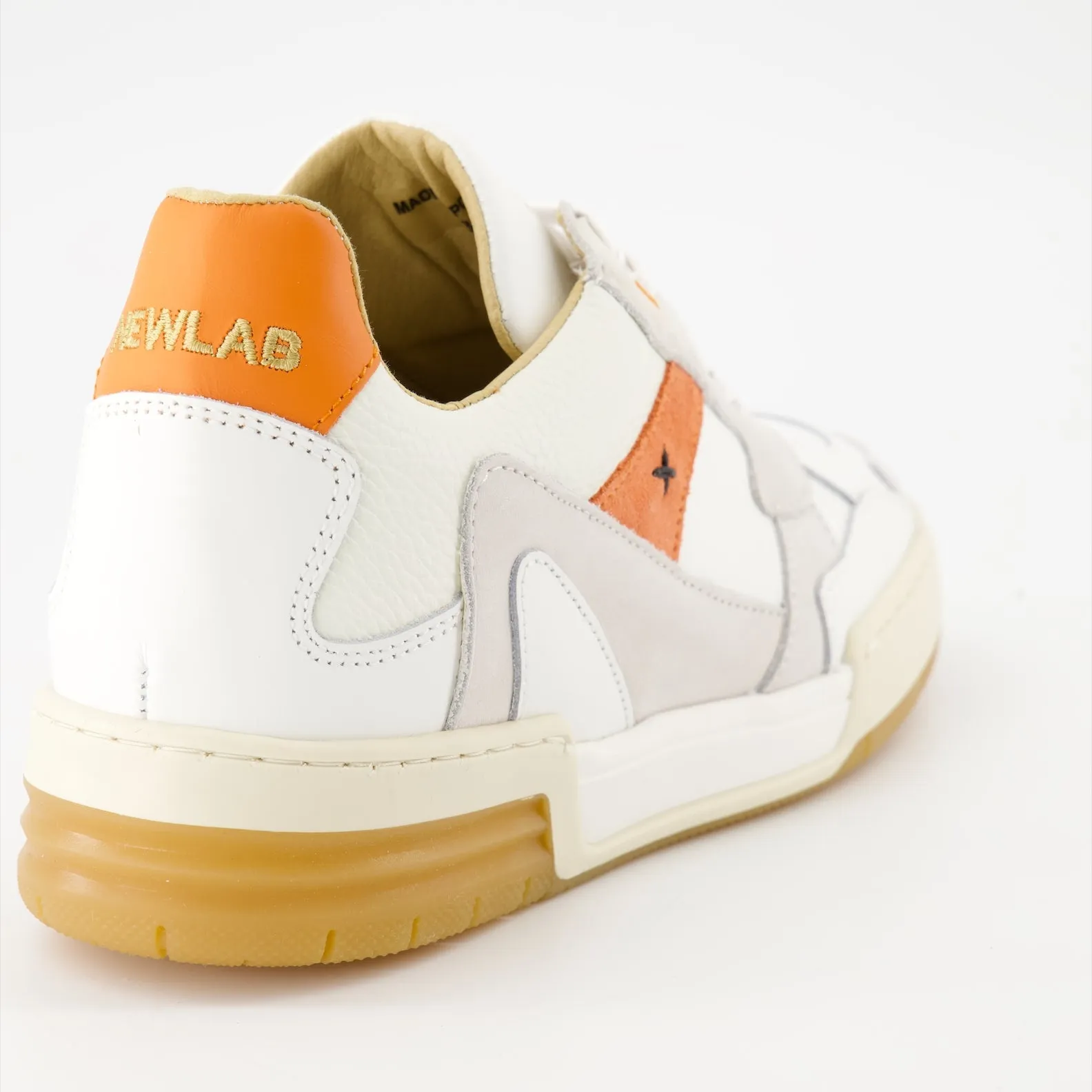 White and Orange Leather Sneakers