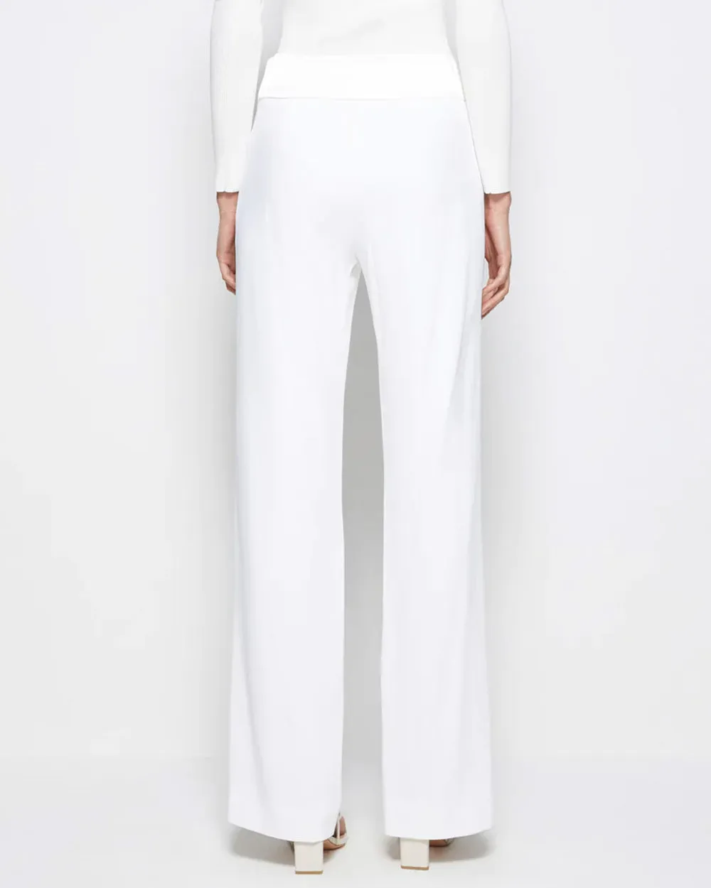 White Ariah Crepe Satin Combo Front Slit Pant