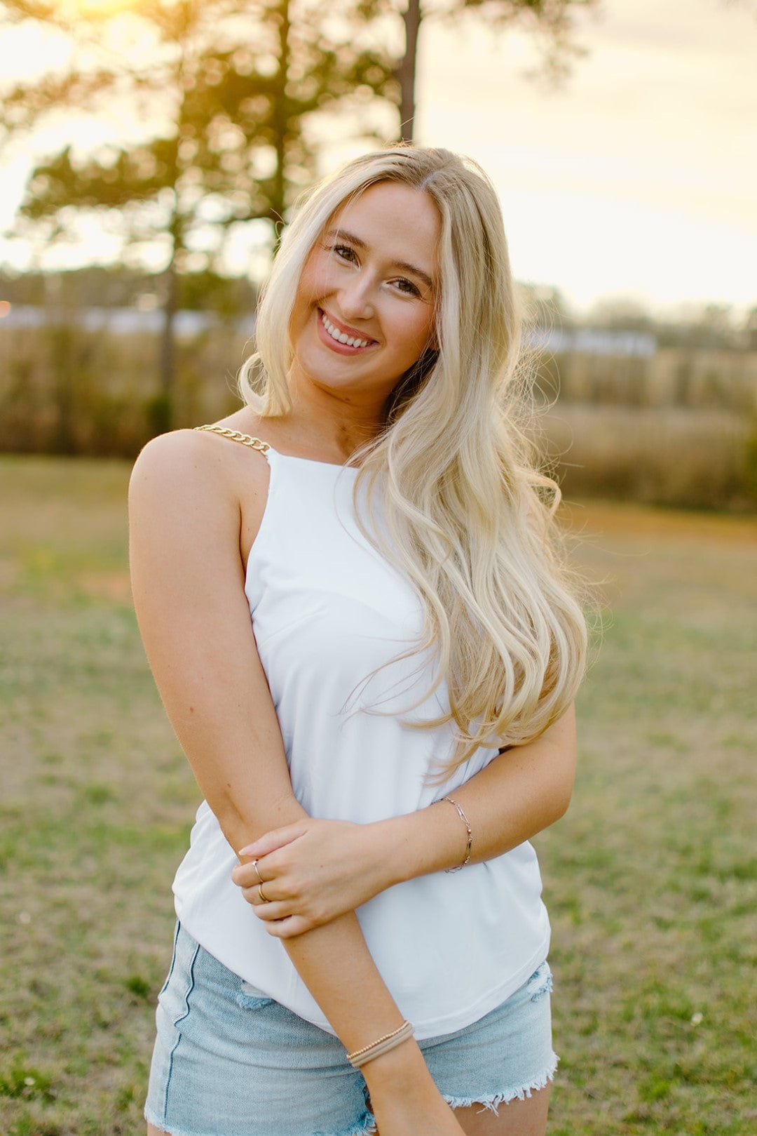 White Chain Link Tank Top