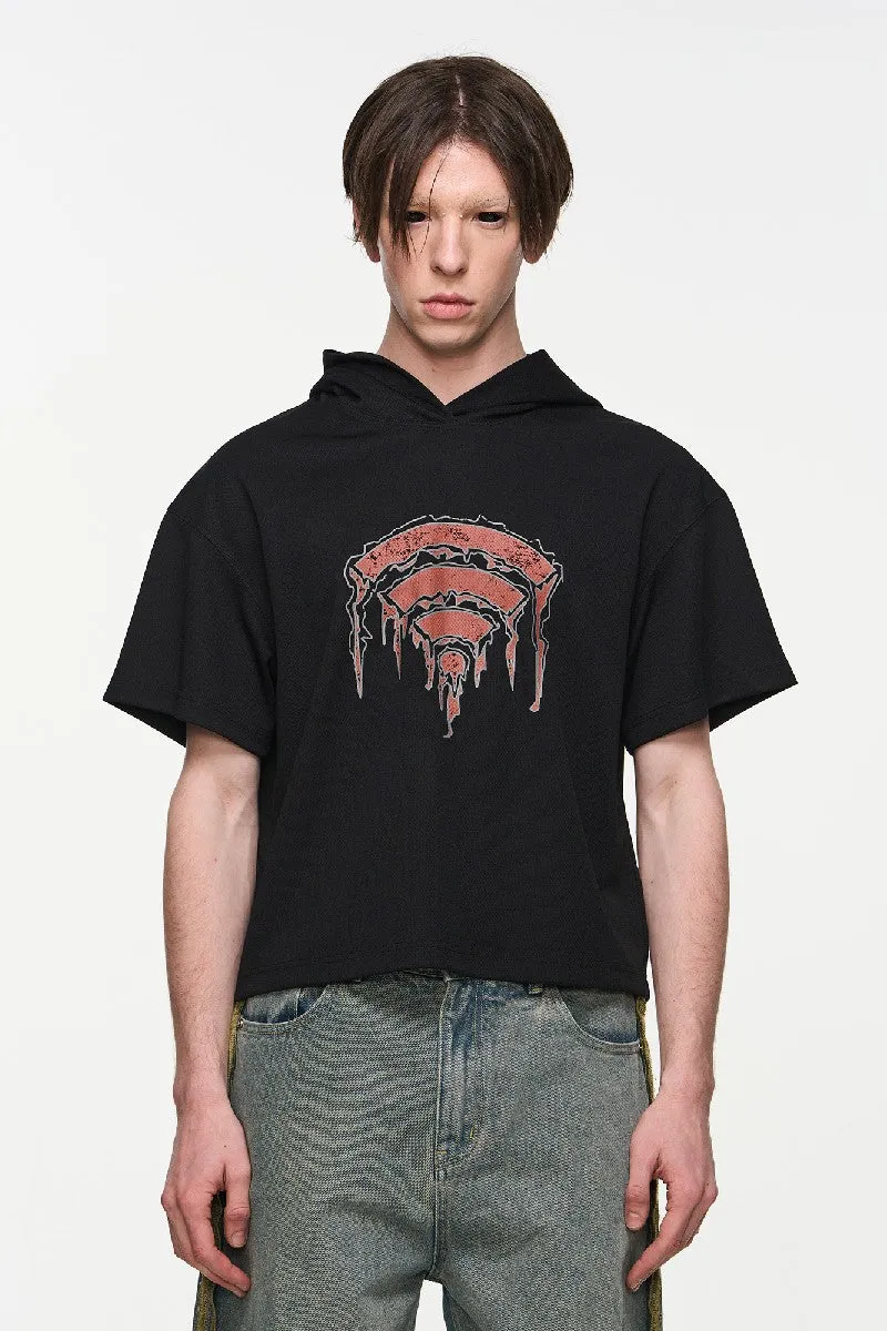 WIFI Print Texture Hoodie Tee