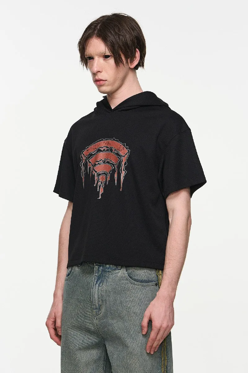 WIFI Print Texture Hoodie Tee