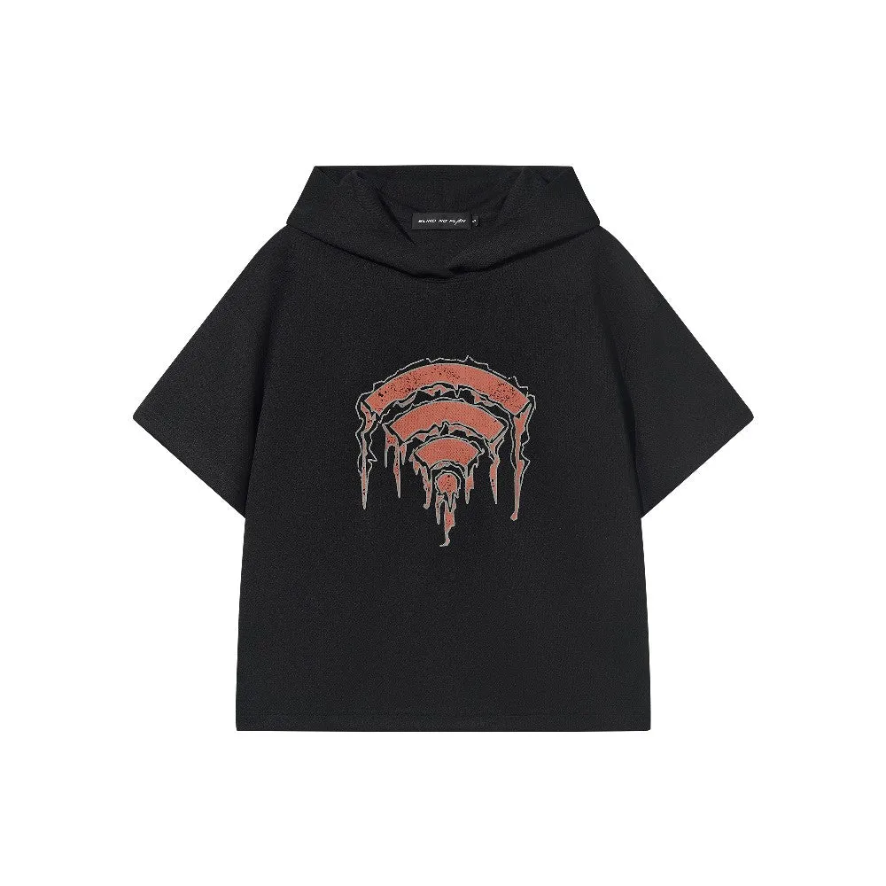 WIFI Print Texture Hoodie Tee