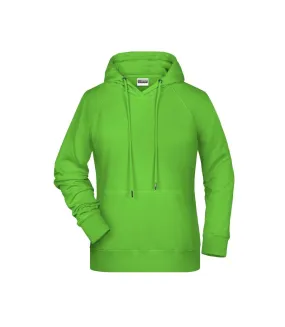 Womens/ladies raglan sleeved hoodie lime green James and Nicholson