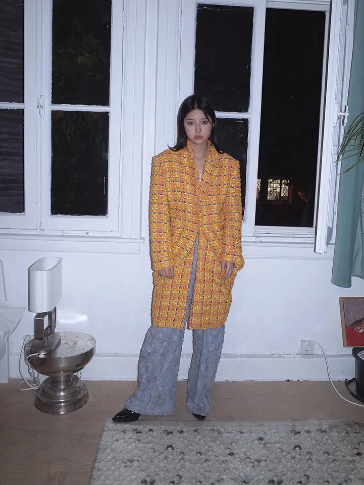 Wool Checked Nichi-Design Casual Unique Drape Coat