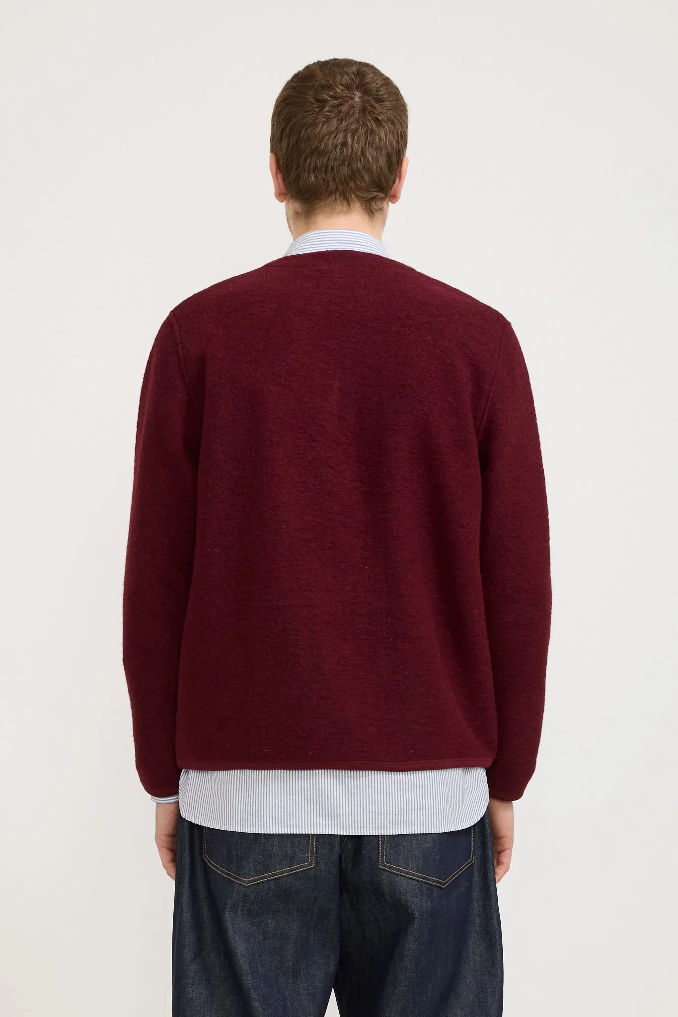 Wool Fleece Cardigan Deep Red