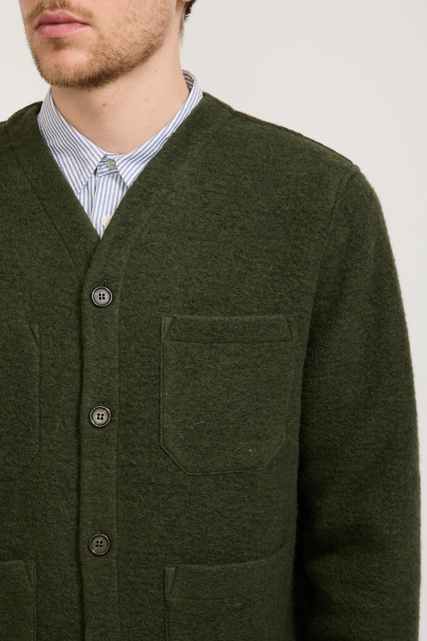 Wool Fleece Cardigan Olive