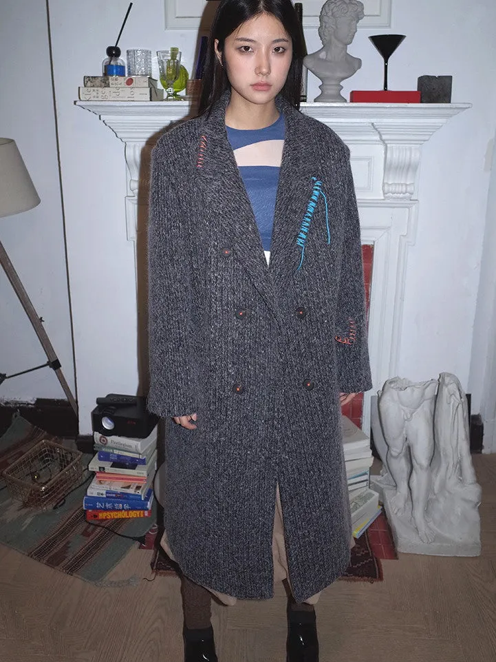 Wool Retro Simple Dark Oversize Coat